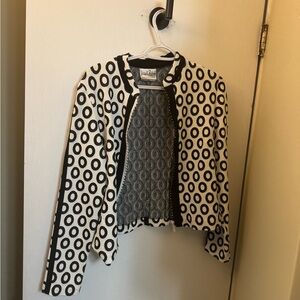 Joseph Ribkoff Chic Black and White Circle Pattern Jacket